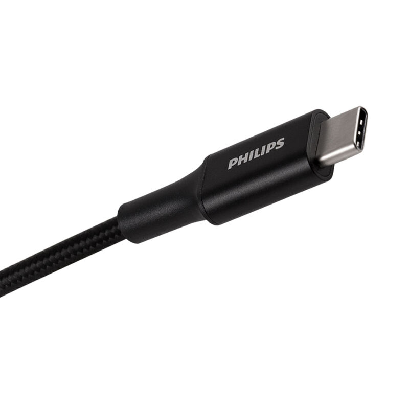 Philips Braided USB-C Charge Cable with Lightning Connector, 6', Black image number 3
