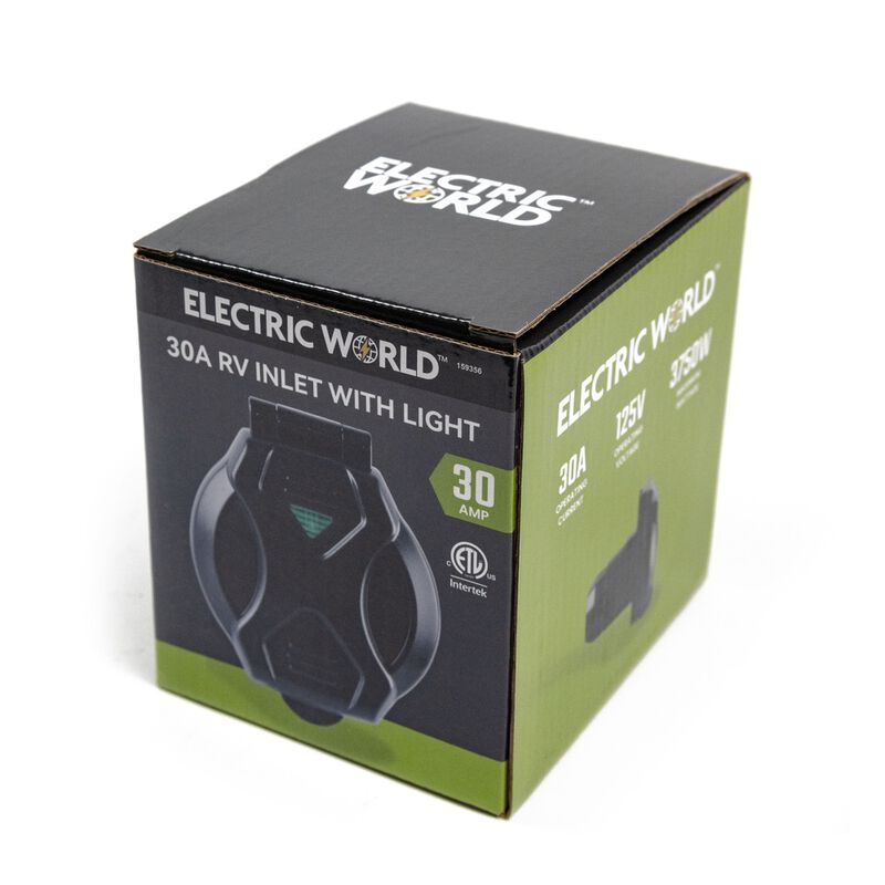 Electric World 30A Black RV Inlet with LED image number 5