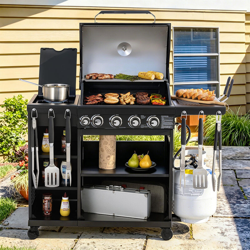 Royal Gourmet OK4002T 4 Burner Gas Grill with Side Burner and Storage Shelves image number 17
