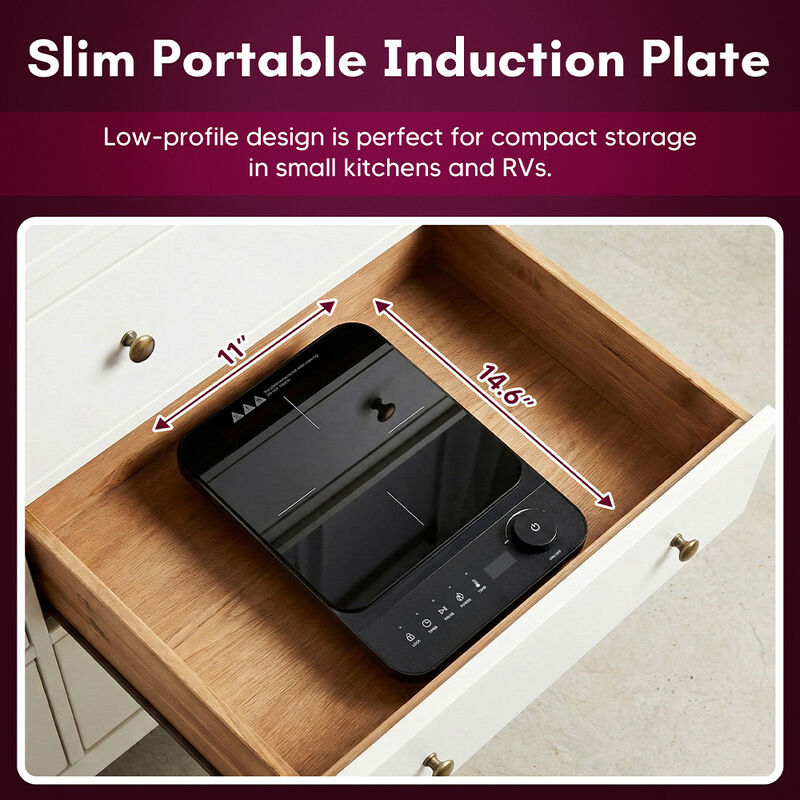 Elite Gourmet SlimStore Induction Cooktop, Black image number 6