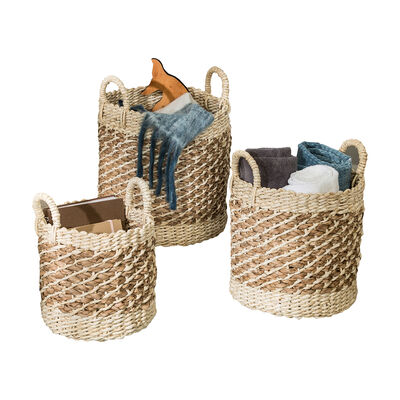 Honey Can Do Coastal Collection Nesting Tea-Stained Woven Baskets, Set of 3