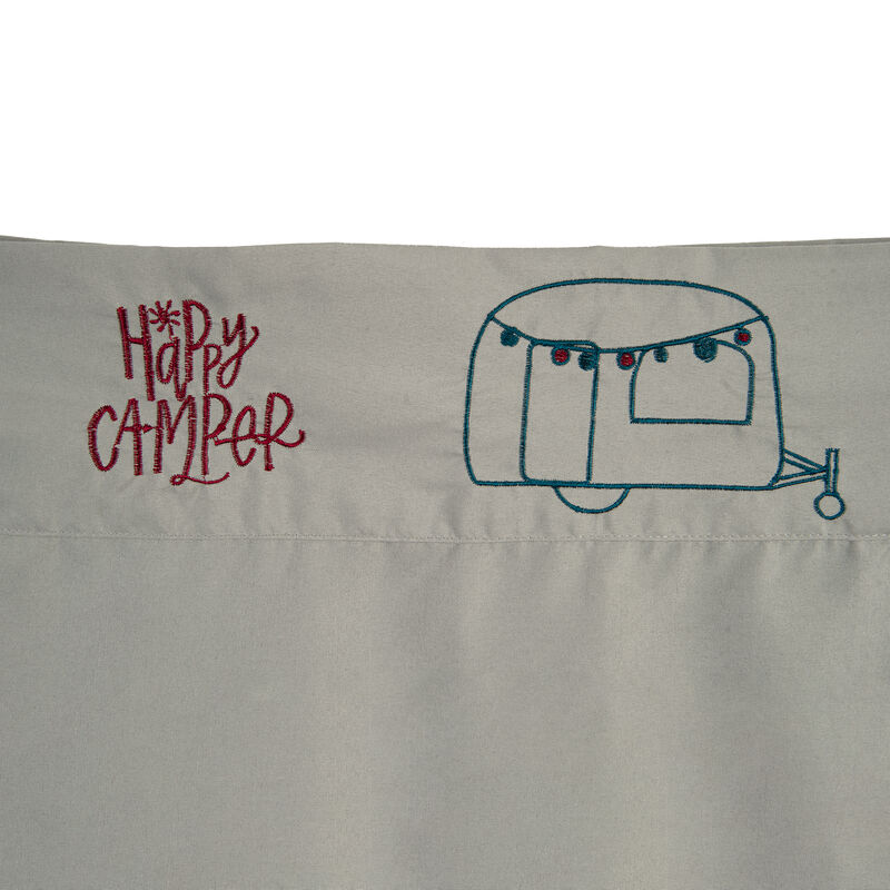 Microfiber Embroidered Sheet Set Grey/Teal, Happy Camper image number 4