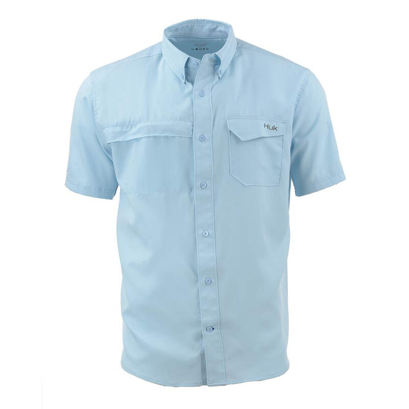 HUK Men’s Tide Point Woven Solid Short-Sleeve Shirt image number 1