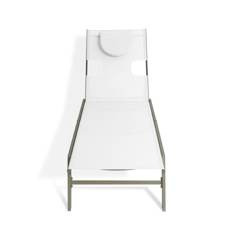 Ostrich Chatham Adjustable Outdoor Patio Chaise Lounger 2-Pack, Tan and White image number 2