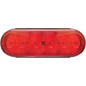LED 6" Oval Stop/Turn/Tail Light with Grommet and Plug; Red, Sealed; 6 Diodes