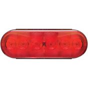 LED 6&quot; Oval Stop/Turn/Tail Light with Grommet and Plug; Red, Sealed; 6 Diodes