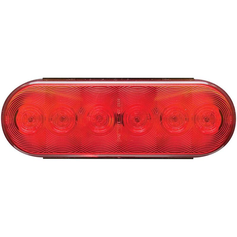 LED 6&quot; Oval Stop/Turn/Tail Light with Grommet and Plug; Red, Sealed; 6 Diodes image number 1