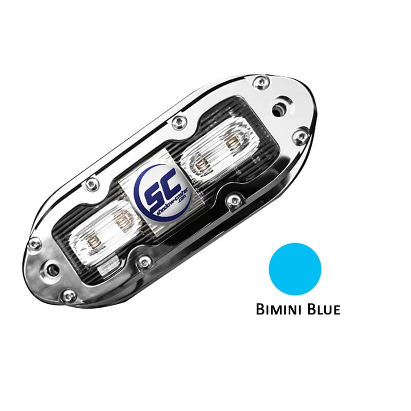 Shadow-Caster SCM-4 LED Underwater Light w/20' Cable - 316 SS Housing - Bimini Blue image number 1