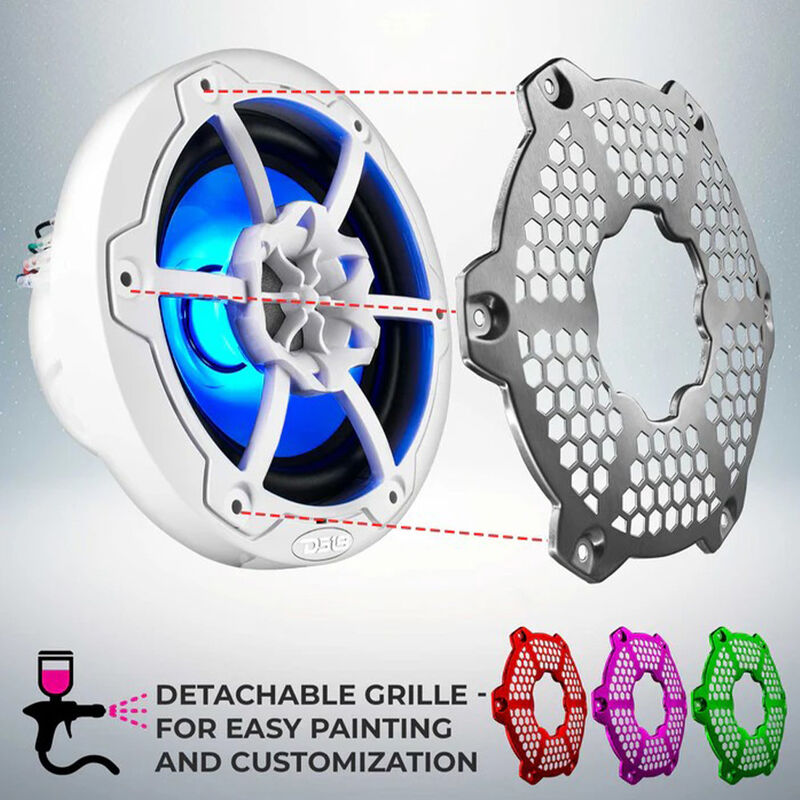 DS18 NXL-6M 6.5" Two-Way Coaxial Marine Speakers with RGB LED Lights, Pair image number 2