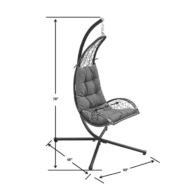 Algoma Cushioned Rattan Wicker Hanging Chair with Stand Overton's