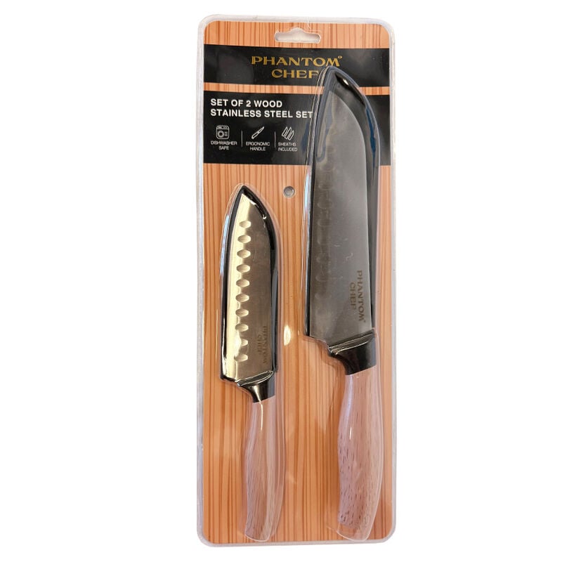 Phantom Chef 2-Piece Stainless Steel Santoku Knife Set