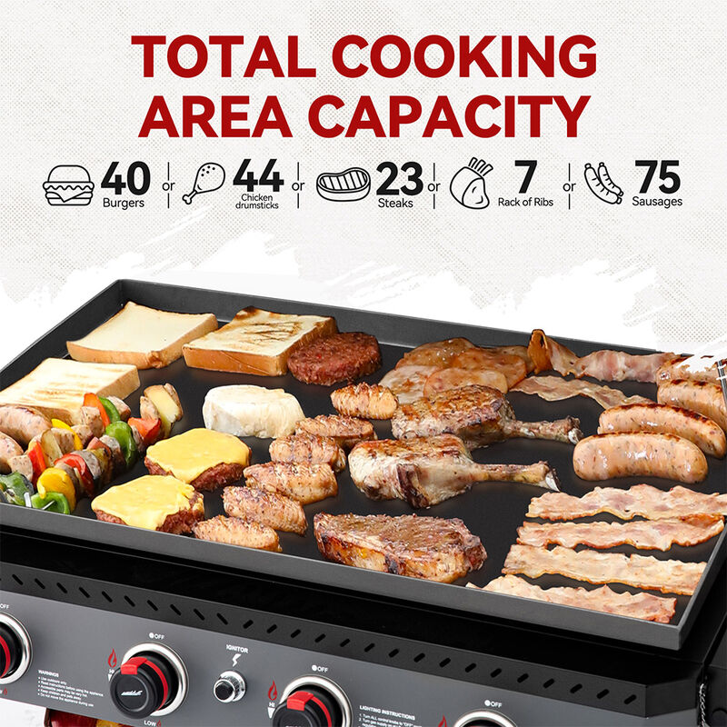 Royal Gourmet 34in 4-Burner Propane Griddle w/ Shelves & Storage image number 13