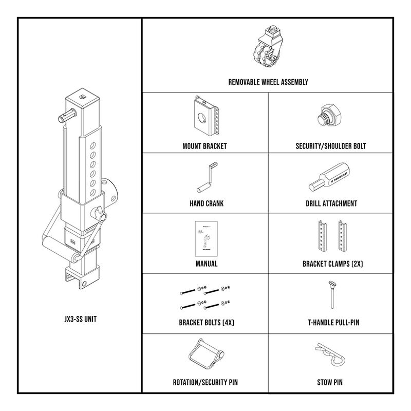 Trailer Valet JX3-SS 3,000-lb. Side-Mount Drill Jack image number 2