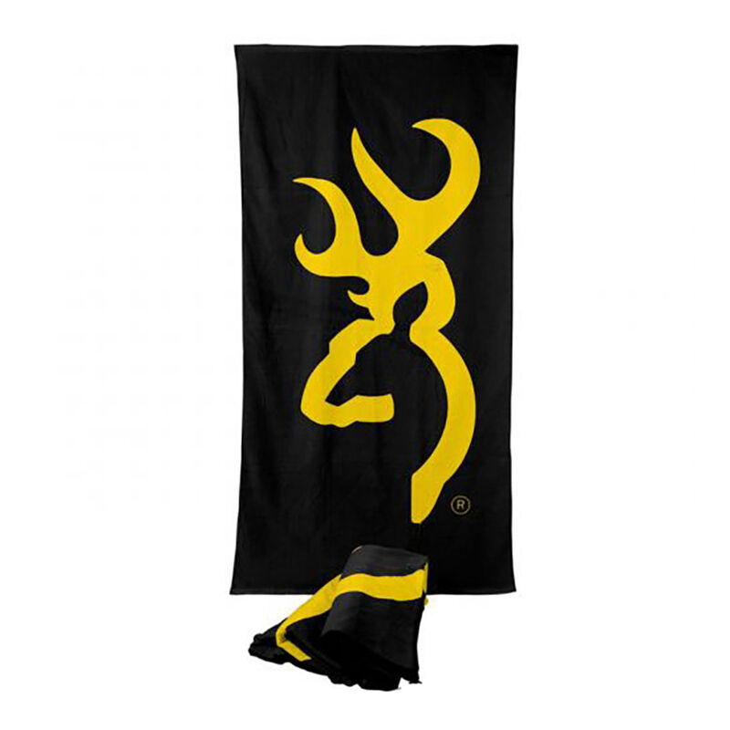 Browning Buckmark Beach Towel, Black with Gold Logo image number 1