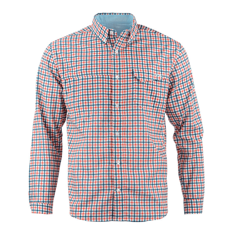HUK Men's Tide Point Woven Plaid Long-Sleeve Shirt image number 5