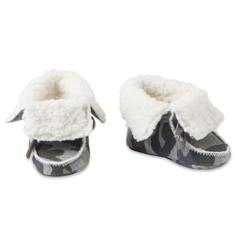 Mud pie Infant Boys' Camo Print Sherpa Baby Booties image number 2