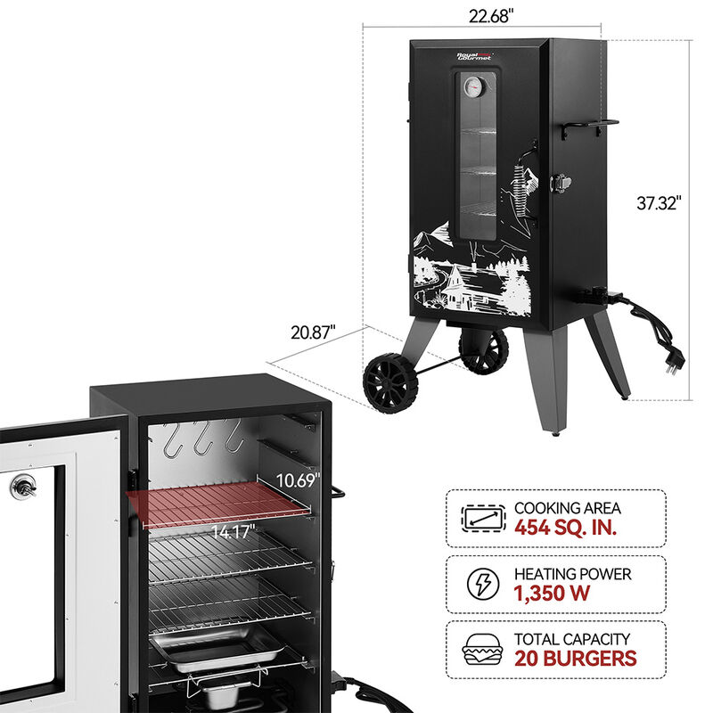 Royal Gourmet SE2806 28-Inch Analog Electric Smoker with 3 Chrome-Plated Smoking Racks image number 15