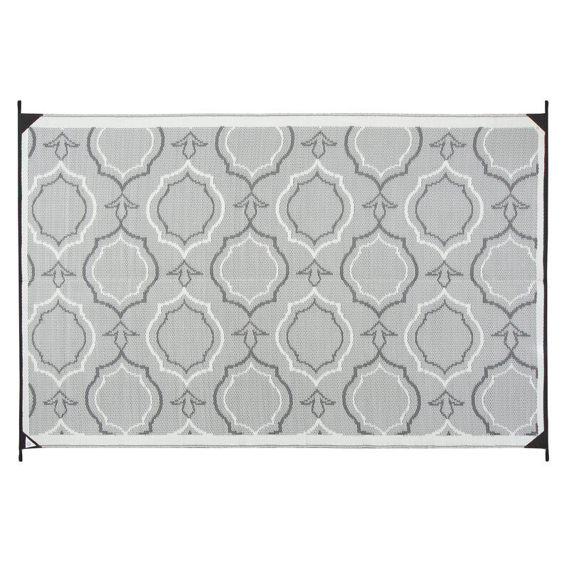 Reversible Magnolia Design RV Patio Mat, 8' x 11', Black/Gray image number 7
