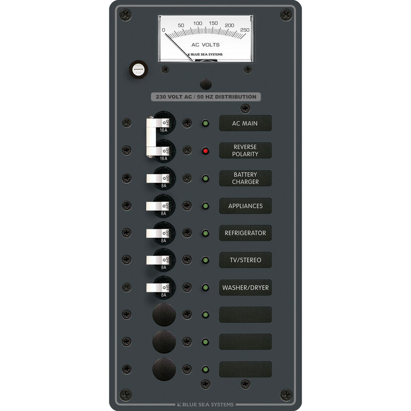 Blue Sea Systems AC Main +8 Positions Panel (European) image number 1