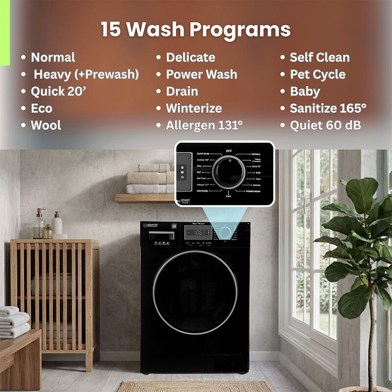 Equator Stackable EW 826 Washer + ED 866 DL Dryer Set in Black image number 6
