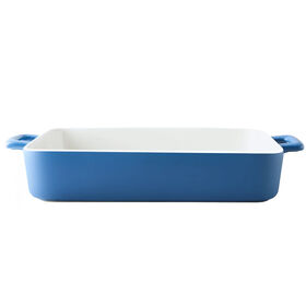 Art and Cook 15 in Large Rectangular Stoneware Baking Dish, Blue