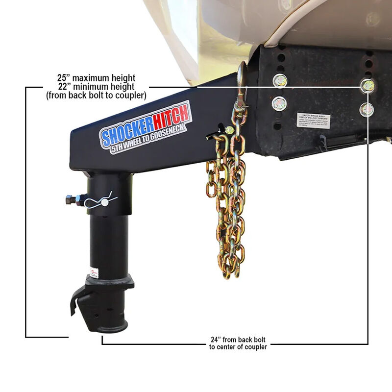 Shocker Hitch 5th Wheel to Gooseneck Demco Coupler Conversion Kit, Lippert 1621, 0719, RhinoBox, without Chain Kit image number 7