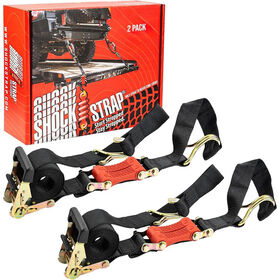 The Perfect Bungee 9' x 2" ShockStrap Ratchet Strap with Wire Hooks, 2-Pack