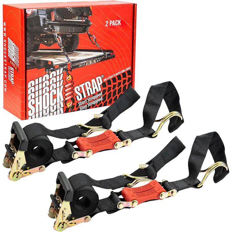 The Perfect Bungee 9' x 2" ShockStrap Ratchet Strap with Wire Hooks, 2-Pack
