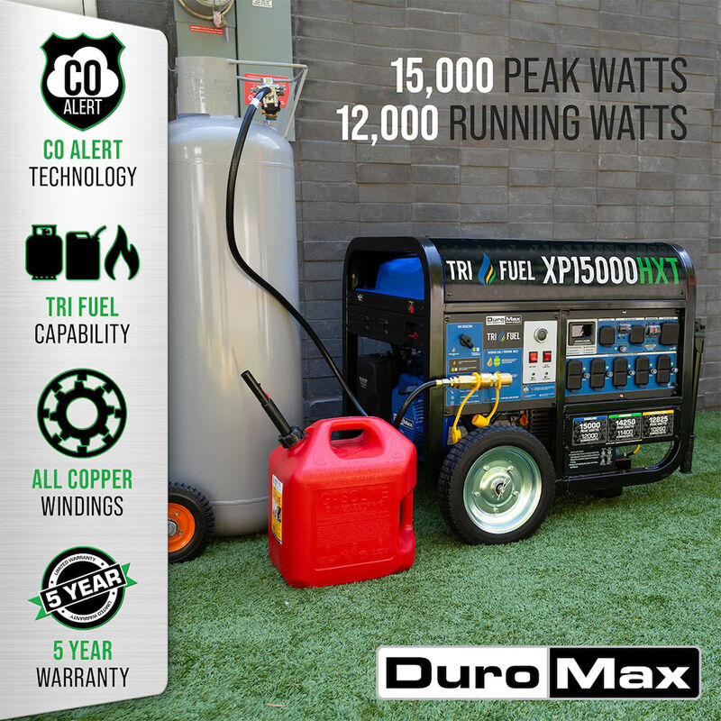DuroMax 15,000-Watt Electric Start Tri-Fuel Portable Generator image number 9