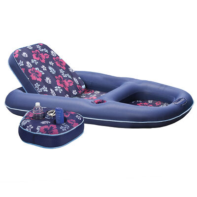 Aqua Leisure Campania 2-in-1 Recliner Pool Float Lounge, Teal/Blue Hibiscus