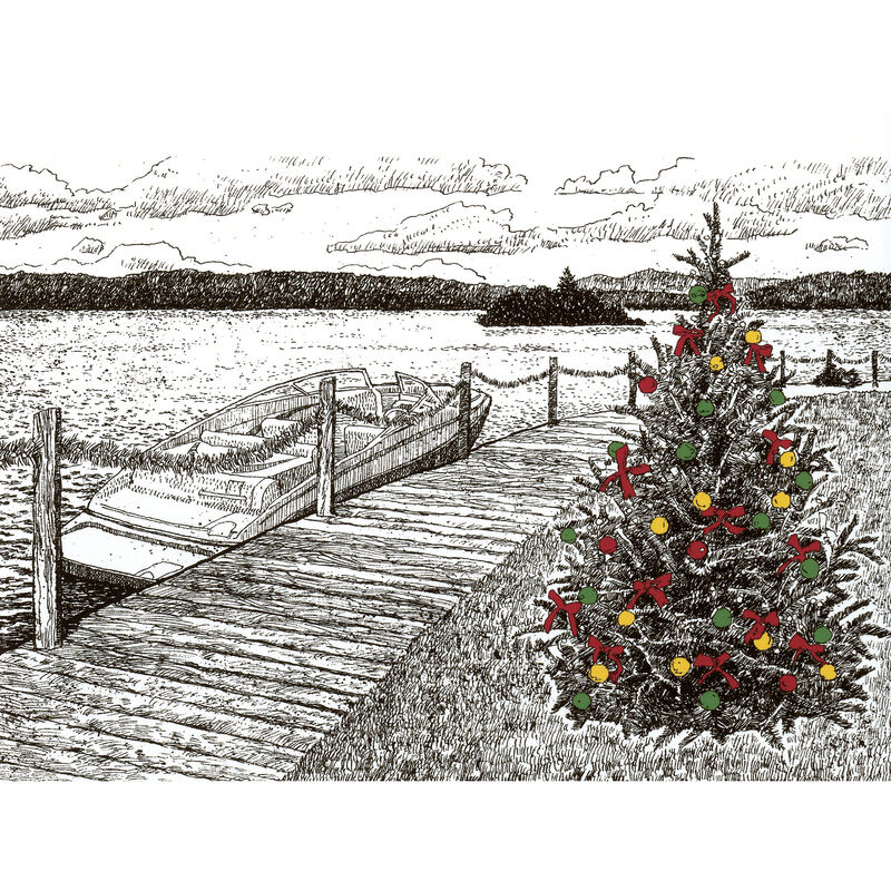 Personalized Cards<br>Lakeside Boardwalk Holiday Greeting Cards image number 1