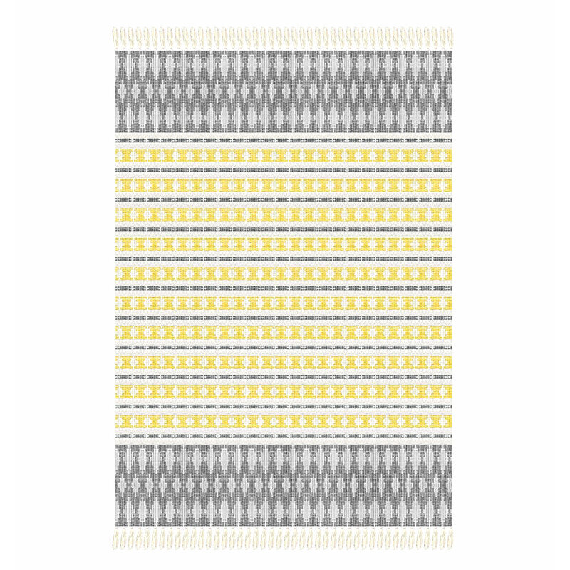 Hurley Cotton Woven Throw Yellow/Grey Pattern
