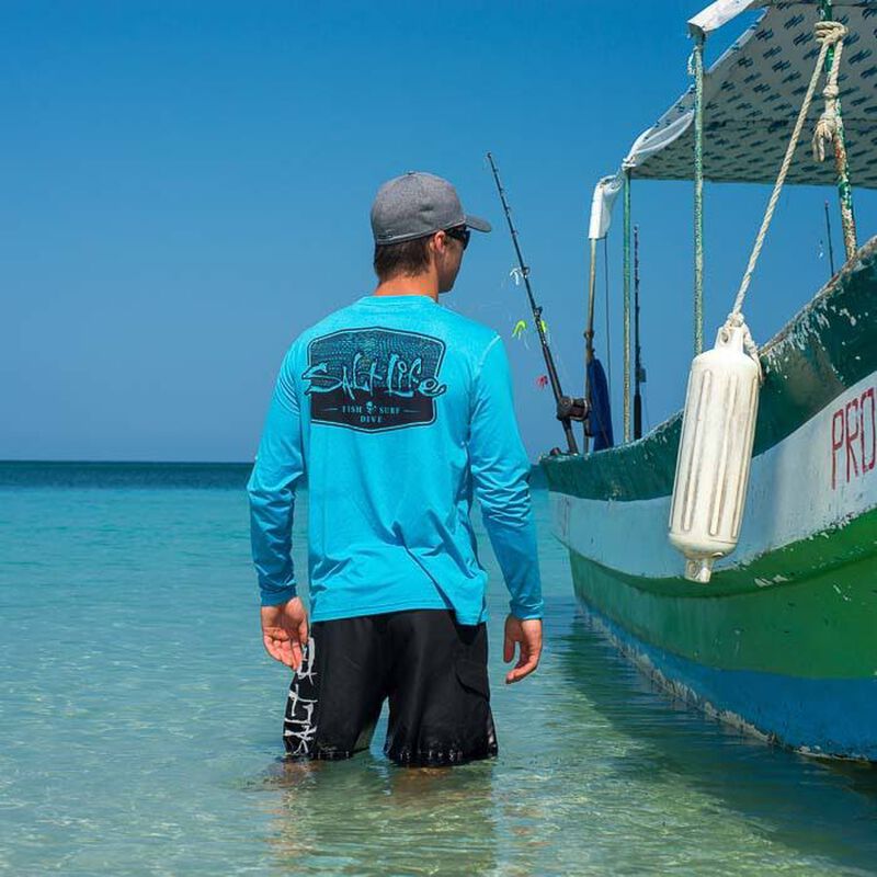 Salt Life Men's Metal Scales Badge Performance Long-Sleeve Pocket Tee image number 3