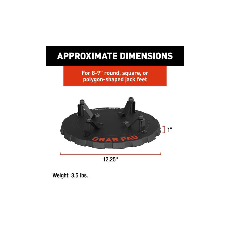 Lippert GrabPad Universal Permanent RV 4 Pack Jack Pad, Regular 8-9in Jack Foot  image number 2