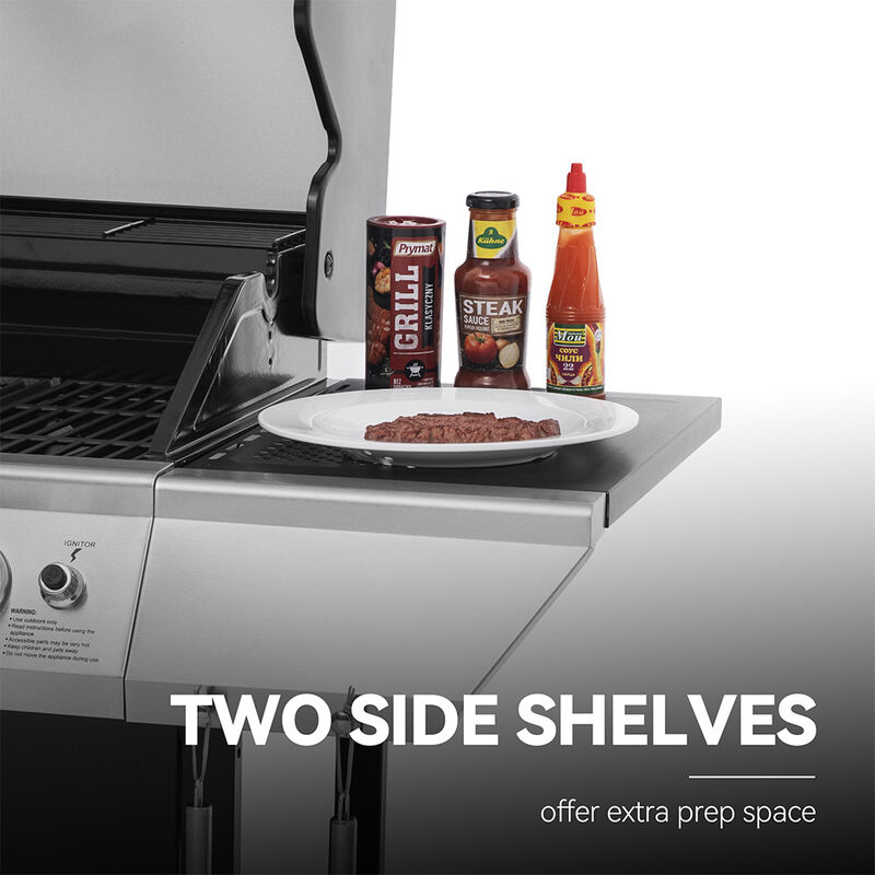 Royal Gourmet 4-Burner Propane Gas Grill with 2 Side Shelves image number 11