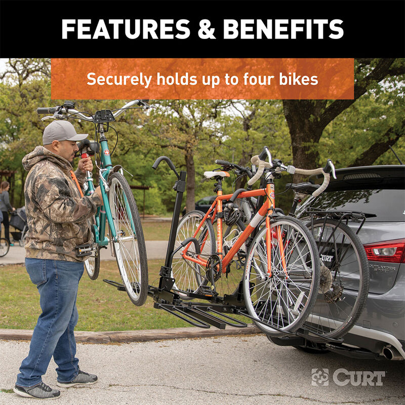 CURT 18087 Premium Tray Style Hitch Mounted 4 Bike Rack&mdash;2in Shank image number 5