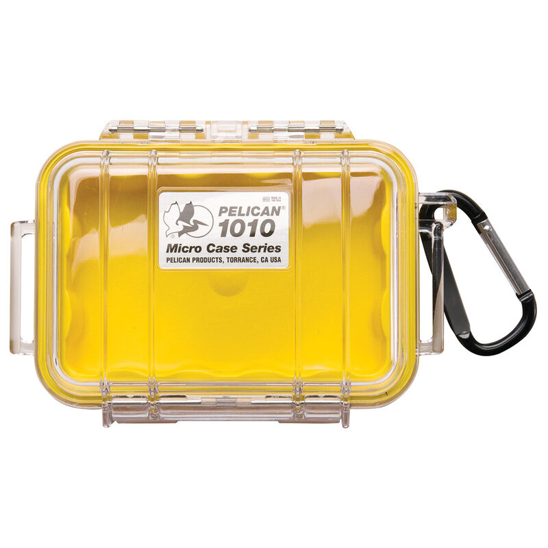Pelican 1010 Micro Case With Carabiner, Yellow/Clear Lid image number 1