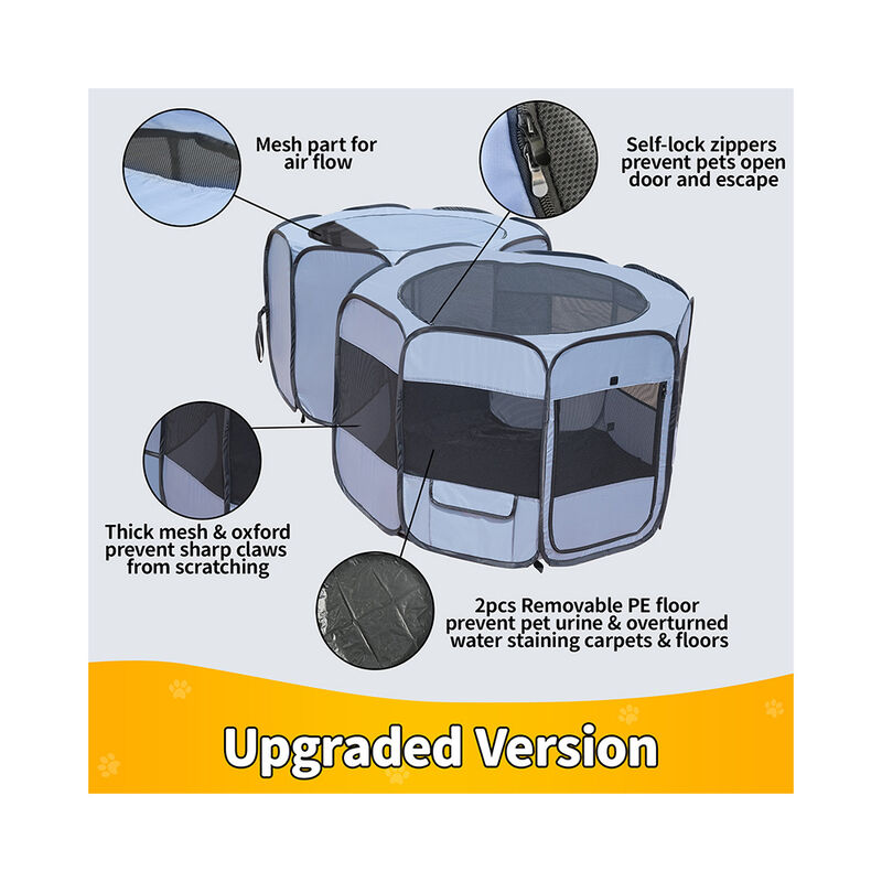 EighteenTek Double Room Pop-Up Pet Playpen, Medium image number 2