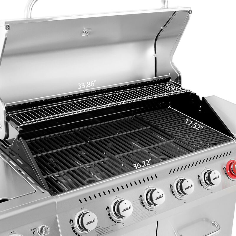 Royal Gourmet GA Series 6-Burner Gas Grill with Sear Burner and Side Burner image number 4