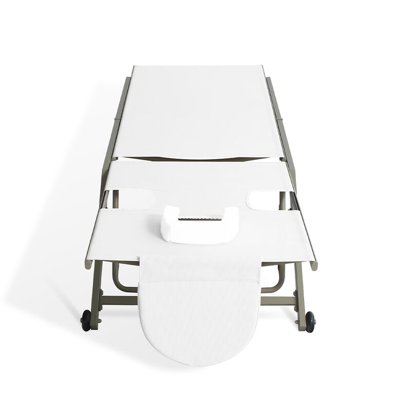 Ostrich Chatham Adjustable Outdoor Patio Chaise Lounger 2-Pack, Tan and White image number 5