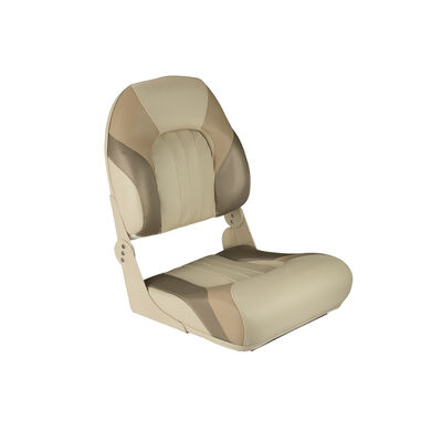 Deluxe Fold Down Pontoon Fishing Seat with High Back - Tan