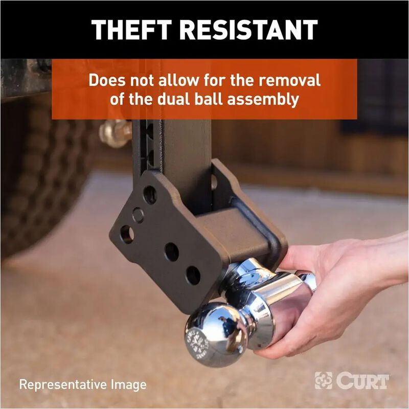 CURT StowPro Ball Mount, 9 in Drop, 2 in Shank, Dual Ball #45963 image number 2