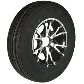 Trailer King II ST225/75 R 15 Radial Trailer Tire, 6-Lug Aluminum T07 Black Rim