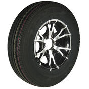 Trailer King II ST225/75 R 15 Radial Trailer Tire, 6-Lug Aluminum T07 Black Rim