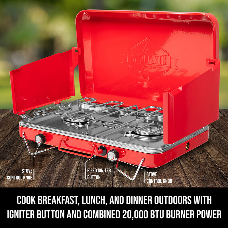 Portable 2-Burner Camping Stove Top with Integrated Igniter and Drip Tray image number 2