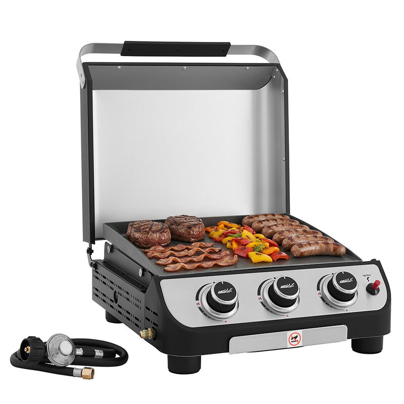 Royal Gourmet PD1505S Portable Flat Top Gas Griddle with Hood