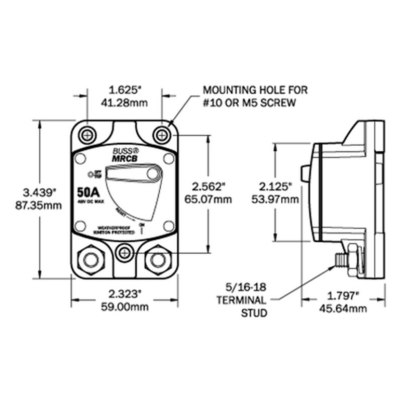 Blue Sea 187-Series Thermal Circuit Breaker, Panel-Mount, 30A image number 2
