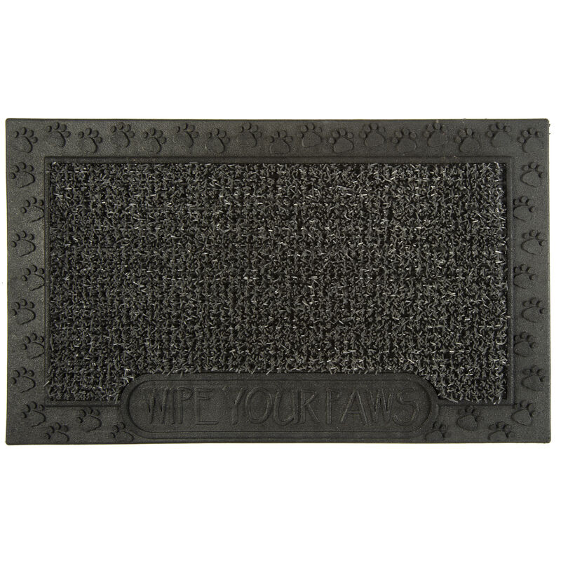 GrassWorx Clean Machine "Wipe Your Paws" Doormat, 18" x 30", Flint image number 1
