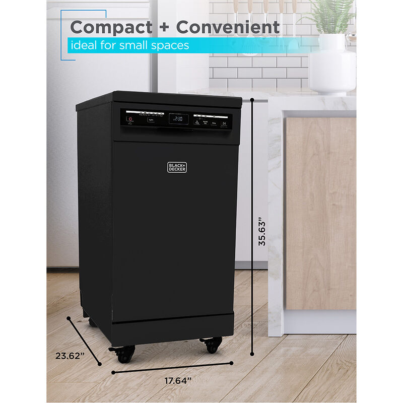 Black+Decker Portable 8 Place Setting Dishwasher, Black image number 8