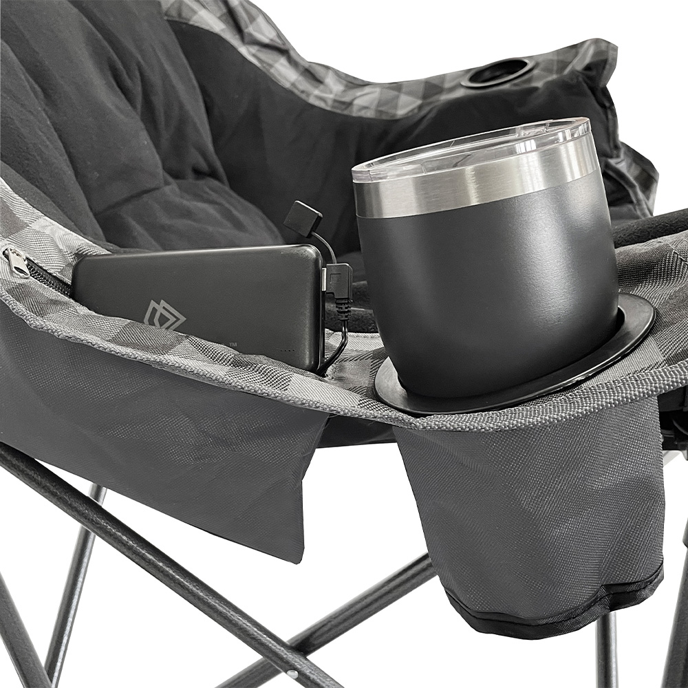 AMX Global Heated Comfort Cloud Chair—Gray Buffalo Check